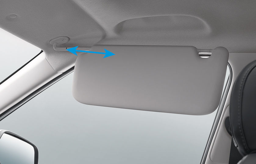 Front row sliding sunvisor