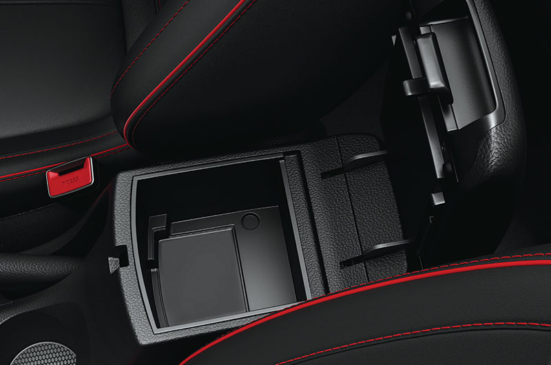 Center console armrest with storage space